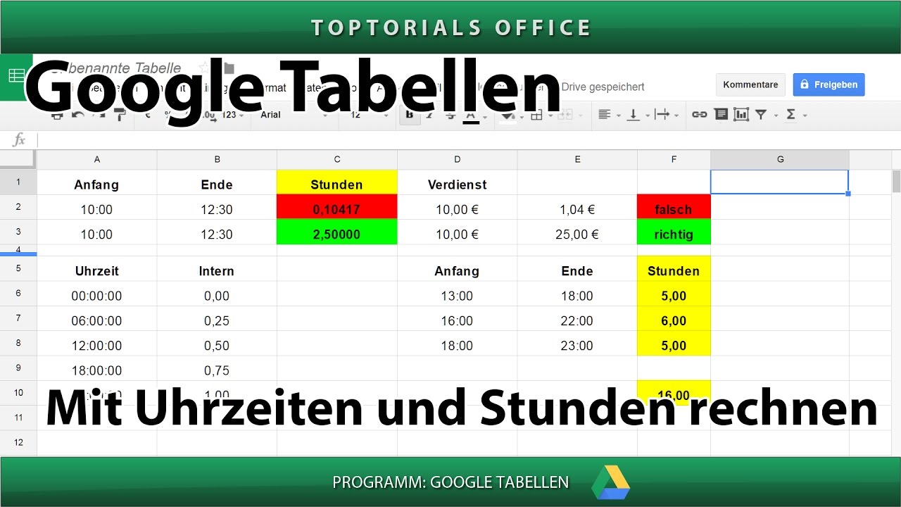 google tabellen