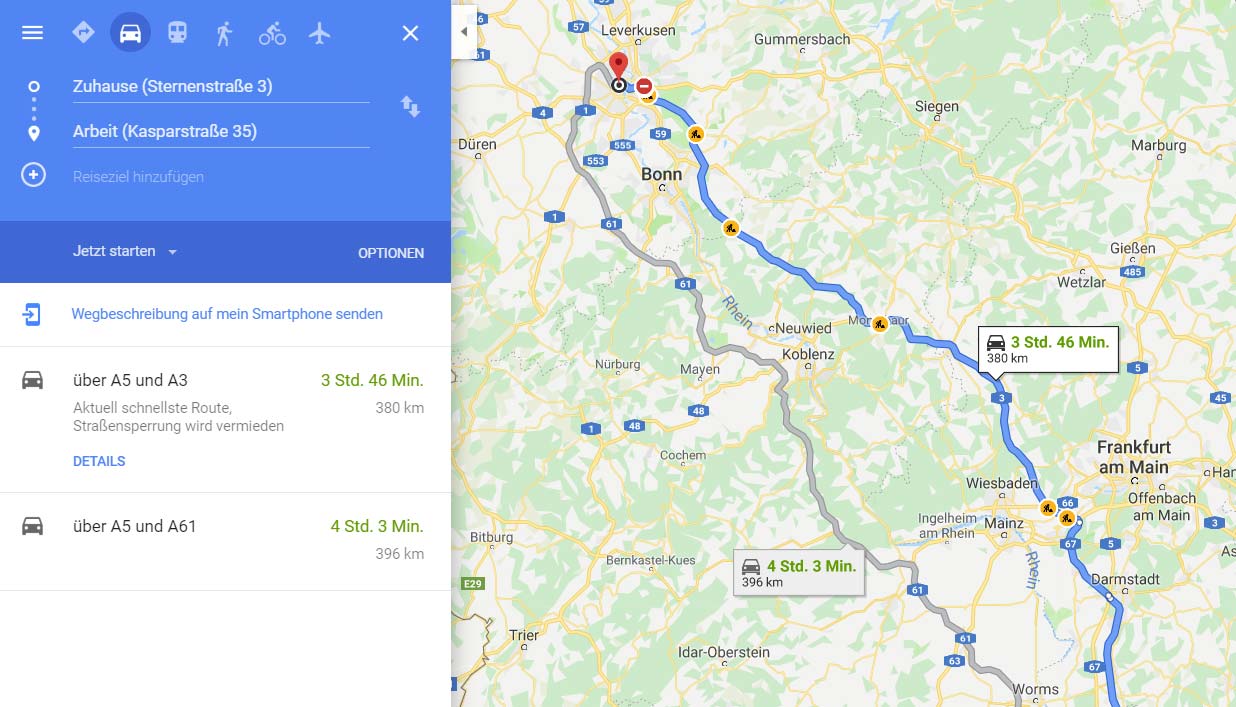 google maps routenplaner